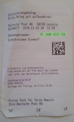 Deutsche post briefstatus einschreiben